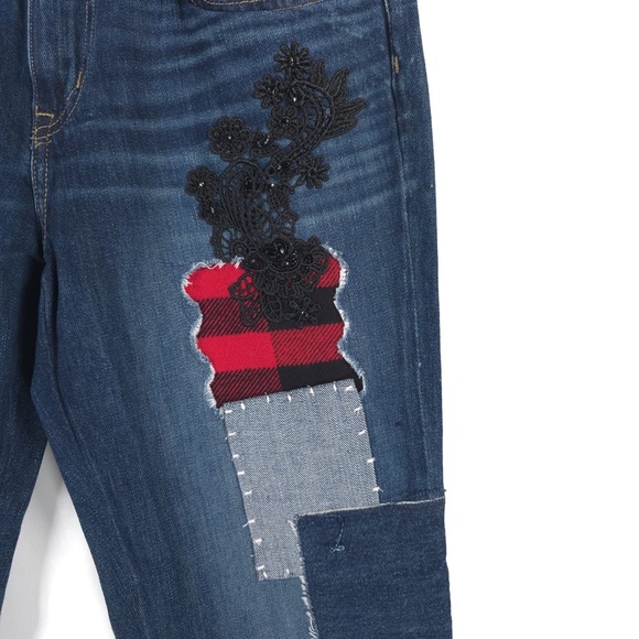 NWT LAUREN RALPH LAUREN Patchwork Relaxed Tapered Ankle Jeans Waist 27 Size 4 - Picture 12 of 16